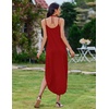 Zeagoo Women’s Casual Sundress Summer Maxi Sleeveless V Neck Split Boho Beach Dress Travel Vacation Dress with Pockets(Red)