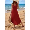 Zeagoo Women’s Casual Sundress Summer Maxi Sleeveless V Neck Split Boho Beach Dress Travel Vacation Dress with Pockets(Red)