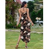 Zeagoo Women’s Casual Sundress Summer Maxi Sleeveless V Neck Split Boho Beach Dress Travel Vacation Dress with Pockets(Sp135)