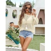 Zeagoo Womens Crochet Tops 3/4 Sleeve Summer Sweaters Hollow Out Knit Tops(Apricot)