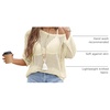 Zeagoo Womens Crochet Tops 3/4 Sleeve Summer Sweaters Hollow Out Knit Tops(Apricot)