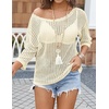 Zeagoo Womens Crochet Tops 3/4 Sleeve Summer Sweaters Hollow Out Knit Tops(Apricot)