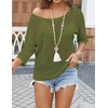 Zeagoo Womens Crochet Tops 3/4 Sleeve Summer Sweaters Hollow Out Knit Tops(Army Green)