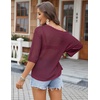 Zeagoo Womens Crochet Tops 3/4 Sleeve Summer Sweaters Hollow Out Knit Tops(Burgundy)