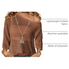 Zeagoo Womens Crochet Tops 3/4 Sleeve Summer Sweaters Hollow Out Knit Tops(Caramel)