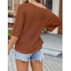 Zeagoo Womens Crochet Tops 3/4 Sleeve Summer Sweaters Hollow Out Knit Tops(Caramel)