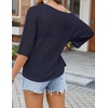 Zeagoo Womens Crochet Tops 3/4 Sleeve Summer Sweaters Hollow Out Knit Tops(Deep Blue)