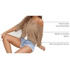 Zeagoo Womens Crochet Tops 3/4 Sleeve Summer Sweaters Hollow Out Knit Tops(Khaki)