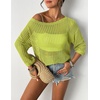 Zeagoo Womens Crochet Tops 3/4 Sleeve Summer Sweaters Hollow Out Knit Tops(Lemon)
