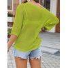 Zeagoo Womens Crochet Tops 3/4 Sleeve Summer Sweaters Hollow Out Knit Tops(Lemon)