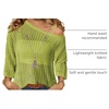 Zeagoo Womens Crochet Tops 3/4 Sleeve Summer Sweaters Hollow Out Knit Tops(Lemon)