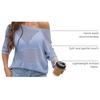 Zeagoo Womens Crochet Tops 3/4 Sleeve Summer Sweaters Hollow Out Knit Tops(Light Blue)