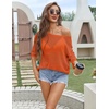 Zeagoo Womens Crochet Tops 3/4 Sleeve Summer Sweaters Hollow Out Knit Tops(Orange)