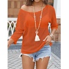 Zeagoo Womens Crochet Tops 3/4 Sleeve Summer Sweaters Hollow Out Knit Tops(Orange)