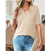 Zeagoo Womens Polo Sweater Short Sleeve V Neck Knitted Business Casual Office Tops Spring Pullover(Beige)