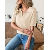 Zeagoo Womens Polo Sweater Short Sleeve V Neck Knitted Business Casual Office Tops Spring Pullover(Beige)