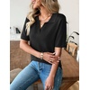 Zeagoo Womens Polo Sweater Short Sleeve V Neck Knitted Business Casual Office Tops Spring Pullover(Black)