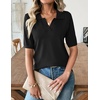 Zeagoo Womens Polo Sweater Short Sleeve V Neck Knitted Business Casual Office Tops Spring Pullover(Black)