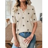 Zeagoo Womens Polo Sweater Short Sleeve V Neck Knitted Business Casual Office Tops Spring Pullover(Floral Apricot)