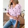 Zeagoo Womens Polo Sweater Short Sleeve V Neck Knitted Business Casual Office Tops Spring Pullover(Floral Pink)