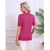 Zeagoo Womens Polo Sweater Short Sleeve V Neck Knitted Business Casual Office Tops Spring Pullover(Hot Pink)