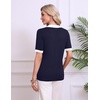 Zeagoo Womens Polo Sweater Short Sleeve V Neck Knitted Business Casual Office Tops Spring Pullover(Navy White)