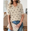 Zeagoo Womens Polo Sweater Short Sleeve V Neck Knitted Business Casual Office Tops Spring Pullover(Polka Dot Apricot)