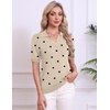Zeagoo Womens Polo Sweater Short Sleeve V Neck Knitted Business Casual Office Tops Spring Pullover(Polka Dot Apricot)