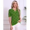 Zeagoo Womens Polo Sweater Short Sleeve V Neck Knitted Business Casual Office Tops Spring Pullover(Polka Dot Green)