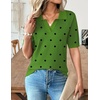 Zeagoo Womens Polo Sweater Short Sleeve V Neck Knitted Business Casual Office Tops Spring Pullover(Polka Dot Green)