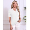 Zeagoo Womens Polo Sweater Short Sleeve V Neck Knitted Business Casual Office Tops Spring Pullover(White)