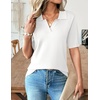 Zeagoo Womens Polo Sweater Short Sleeve V Neck Knitted Business Casual Office Tops Spring Pullover(White)