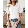 Zeagoo Womens Polo Sweater Short Sleeve V Neck Knitted Business Casual Office Tops Spring Pullover(White)