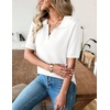 Zeagoo Womens Polo Sweater Short Sleeve V Neck Knitted Business Casual Office Tops Spring Pullover(White)