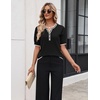 Zeagoo Women’s Short Sleeve Sweater 2026 Spring Summer Tops Clothes(A- Black-white)