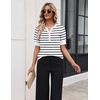 Zeagoo Women’s Short Sleeve Sweater 2026 Spring Summer Tops Clothes(A- Black&white Stripe)