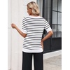 Zeagoo Women’s Short Sleeve Sweater 2026 Spring Summer Tops Clothes(A- Black&white Stripe)
