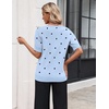 Zeagoo Women’s Short Sleeve Sweater 2026 Spring Summer Tops Clothes(A- Polka Dot Light Blue)