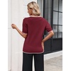 Zeagoo Women’s Short Sleeve Sweater 2026 Spring Summer Tops Clothes(A- Red-white)