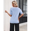 Zeagoo Women’s Short Sleeve Sweater 2026 Spring Summer Tops Clothes(Light Blue)