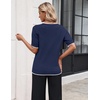 Zeagoo Women’s Short Sleeve Sweater 2026 Spring Summer Tops Clothes(Navy Blue)