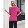 Zeagoo Women’s Short Sleeve Sweater 2026 Spring Summer Tops Clothes(Rose Red)