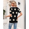 Zeagoo Women’s Short Sleeve Sweater 2026 Summer V Neck Tops Dressy Blouses(A-flower Black)