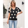 Zeagoo Women’s Short Sleeve Sweater 2026 Summer V Neck Tops Dressy Blouses(A-flower Black)