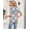 Zeagoo Women’s Short Sleeve Sweater 2026 Summer V Neck Tops Dressy Blouses(A-flower Grey)
