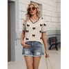 Zeagoo Women’s Short Sleeve Sweater 2026 Summer V Neck Tops Dressy Blouses(A-khaki Bow)