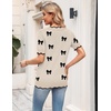 Zeagoo Women’s Short Sleeve Sweater 2026 Summer V Neck Tops Dressy Blouses(A-khaki Bow)