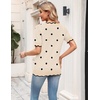 Zeagoo Women’s Short Sleeve Sweater 2026 Summer V Neck Tops Dressy Blouses(A-khaki Polka Dot)