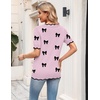 Zeagoo Women’s Short Sleeve Sweater 2026 Summer V Neck Tops Dressy Blouses(A-pink Bow)