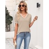 Zeagoo Women’s Short Sleeve Sweater 2026 Summer V Neck Tops Dressy Blouses(Apricot)